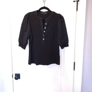 Veronica Beard Black Button-Up Top